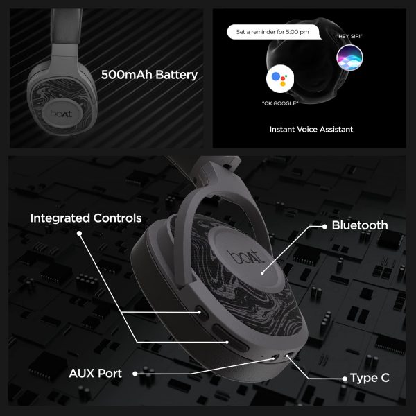 About this item Playback- The mighty 500mAh battery capacity offers a superior playback time of up to 20 Hours Drivers- Its 50mm dynamic drivers help pump out immersive audio all day long Ear Cushions- It has been ergonomically designed and structured as an over-ear headphone to provide the best user experience with its plush padded ear cushions. Physical Noise Isolation- It comes with physical Noise Isolation feature for pure audio bliss Connectivity- Tap into instant wireless connectivity with the latest Bluetooth V5.0 Dual Modes- It comes with dual connectivity, wireless via its bluetooth and wired with its aux port 1 year warranty from the date of purchase