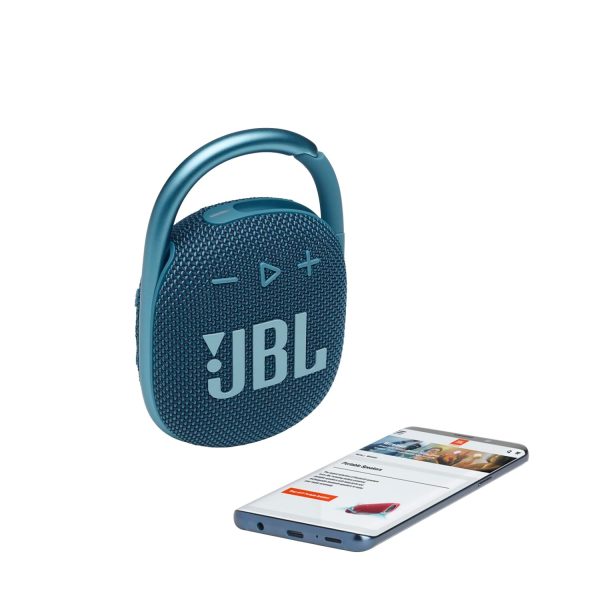 JBL Clip 4, Wireless Ultra Portable Bluetooth Speaker, Pro Sound, Integrated Carabiner, Vibrant Colors with Rugged Fabric Design, Dust & Waterproof, Type C (Without Mic, Blue)