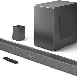 PHILIPS Soundbar TAB8967 7.1 Ch (5.1.2) Real Surround, Dolby Atmos, Wireless Subwoofer, UP-Firing Speakers, Wireless Rear Speakers, AI Voice Assistant, 780W (Black)