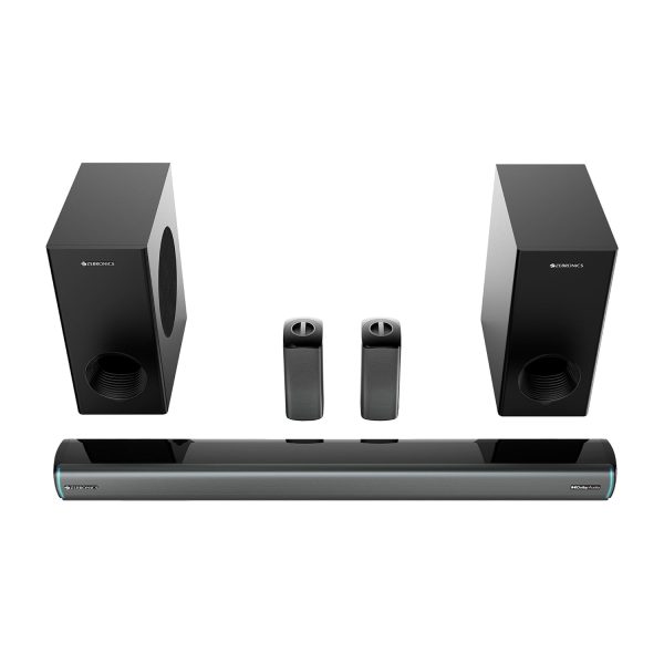 Zebronics Juke bar 9550 pro 5.2 Soundbar (625 Watts), Dolby Audio, Dual Wireless Subwoofer & Satellite, BT v5.3, HDMI ARC, Optical, Powerful Bass, RGB LED Lights, Wall Mountable, Silver