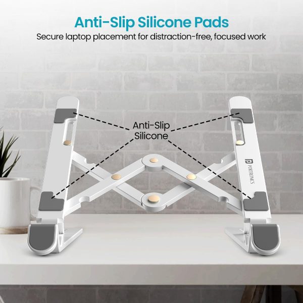 My Buddy K Lite Foldable Laptop Stand with Adjustable Heights, Anti-Slip Silicone Pads, Collapsible Design, 5 kg Max Weight, ABS Build, Portable & Lightweight Holder Riser (White)