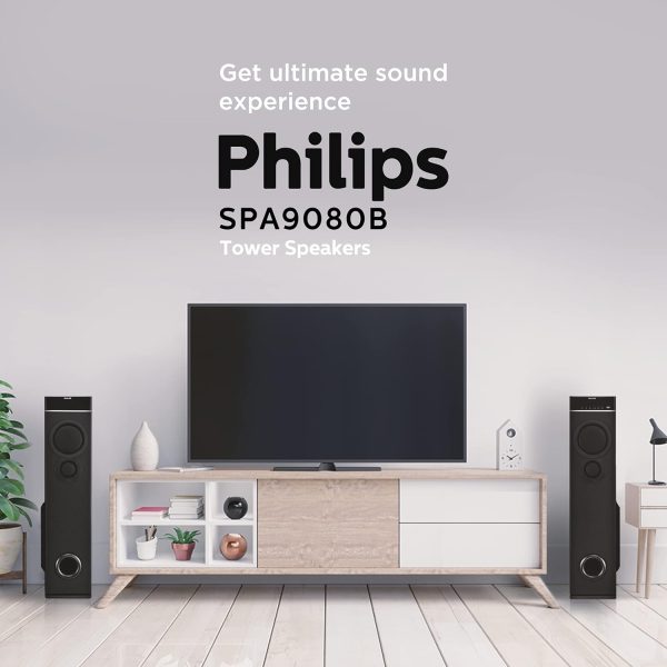 PHILIPS Audio Spa9080B Bluetooth Multimedia Tower Speakers (Black)