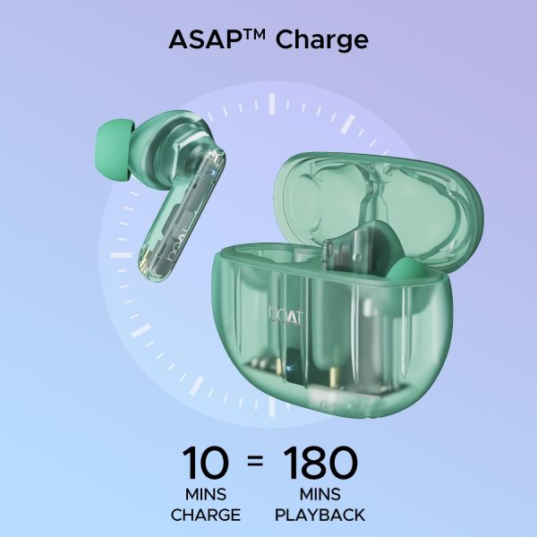 boAt Airdopes 191 ANC Truly Wireless in-Ear Earbuds w/ 32dB Active Noise Cancellation, Ambient Mode, 60hrs Playback, 13mm Drivers,4 Mics w/ENx™,in-Ear Detection,IWP™ Tech,ASAP™ Charge(Pellucid Green)