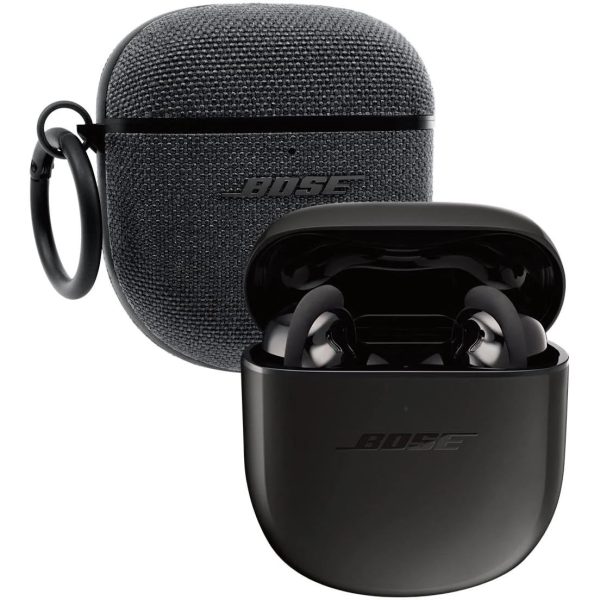 Bose QuietComfort Earbuds II Bundle with Textile Case for Carrying Case, Wireless, Bluetooth, World's Best Noise Cancelling In-Ear Headphones with Personal Noise Cancellation, Black