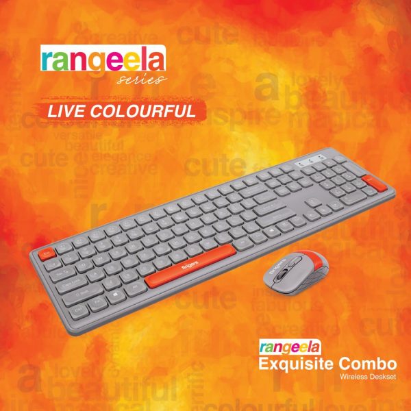 FINGERS Exquisite Combo Rangeela Series Wireless Deskset (2.4 GHz Technology with USB Nano Receiver, 12 Quick Soft-Touch Media Controls for Instant Access & Rupee Key)