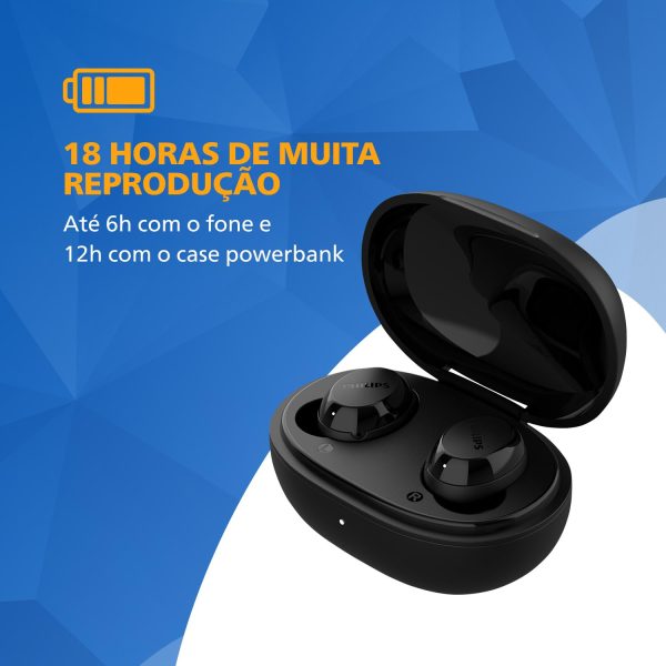 Philips Audio TWS Bluetooth Truly Wireless in Ear Earbuds with Mic IPX5, Touch Control, 18 Hr Playtime (6+12), C-Type Charging (TAT1235, Black)