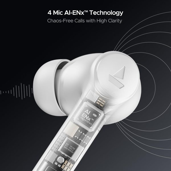 boAt Airdopes 300 Premium Truly Wireless in Ear Ear Buds w/ 4 Mics AI-ENx, Spatial Audio, 50HRS Playtime, Multipoint Connection, ASAP Charge, Hearables App Support(Chrome White)