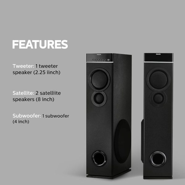 PHILIPS Audio Spa9080B Bluetooth Multimedia Tower Speakers (Black)