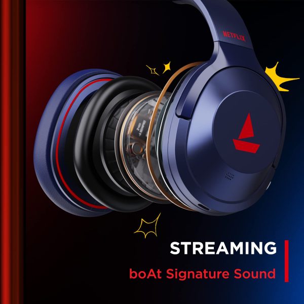 boAt Nirvana 751 ANC w/Hybrid Active Noise Cancelling, Up to 65 Hours Playtime, ASAP Charge, Ambient Sound Mode, Immersive Sound, Carry Pouch Bluetooth Wireless Over Ear Headphones(Blue)