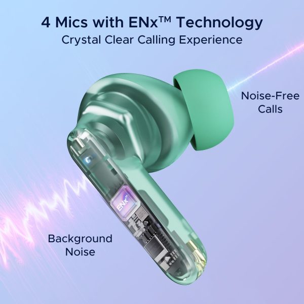 boAt Airdopes 191 ANC Truly Wireless in-Ear Earbuds w/ 32dB Active Noise Cancellation, Ambient Mode, 60hrs Playback, 13mm Drivers,4 Mics w/ENx™,in-Ear Detection,IWP™ Tech,ASAP™ Charge(Pellucid Green)