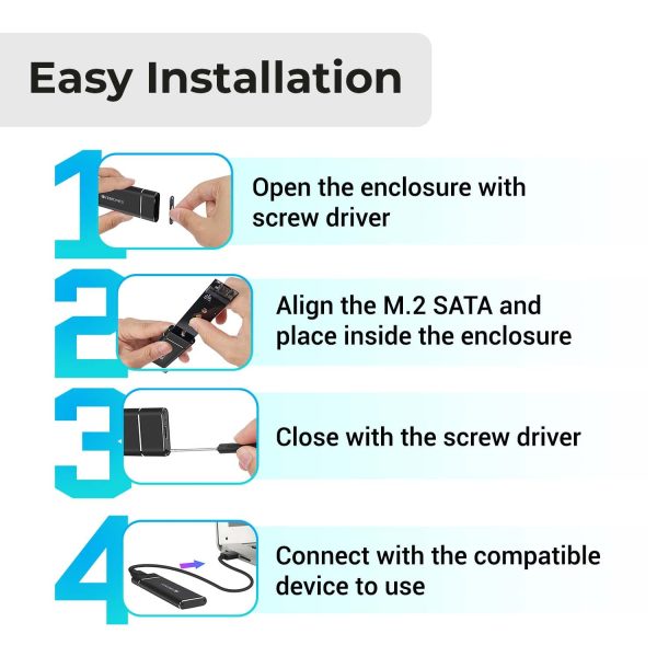 Zebronics CM01 M.2 SATA SSD Enclosure with Aluminum Case, Type-C 3.1 Gen 1, Upto 5Gbps* and Upto 2TB Max. Storage Capacity.