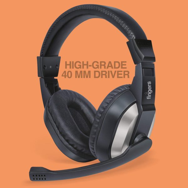 FINGERS F10 Wired On Ear Headphone with Mic, Black + Slate Grey