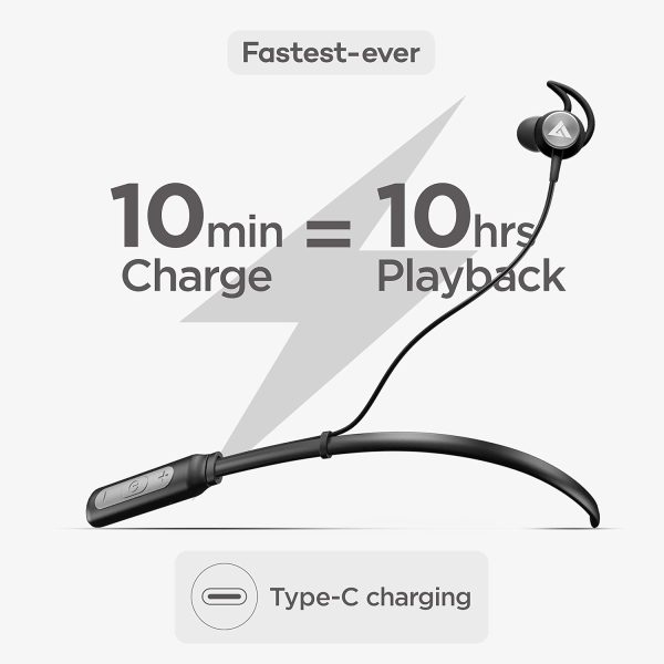 Boult ProBass CurveX with 15hrs Battery Life, Fastest ever Type-C Charging Bluetooth (Black, In the Ear)