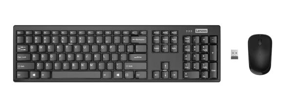 Lenovo 100 Wireless Keyboard and Mouse Set, Ambidextrous 1000 DPI Mouse Optical Sensor, upto 3M clicks, Ultra slim water resistant keyboard, 2.4 GHz Wireless Nano USB, upto 1yr battery life GX30L66303