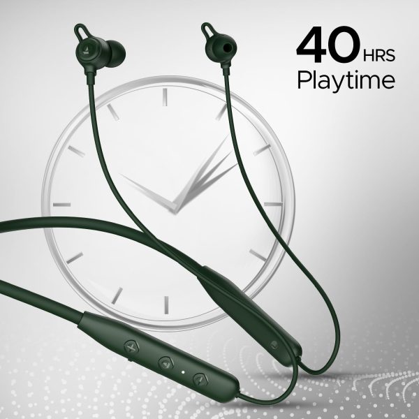 boAt Rockerz 109 Bluetooth Neckband with 40 hrs Playback,ENx Technology, Beast Mode (60ms), Magnetic Buds, Dual Pairing, ASAP Charge, IPX5 Water Resistance(Fern Green)