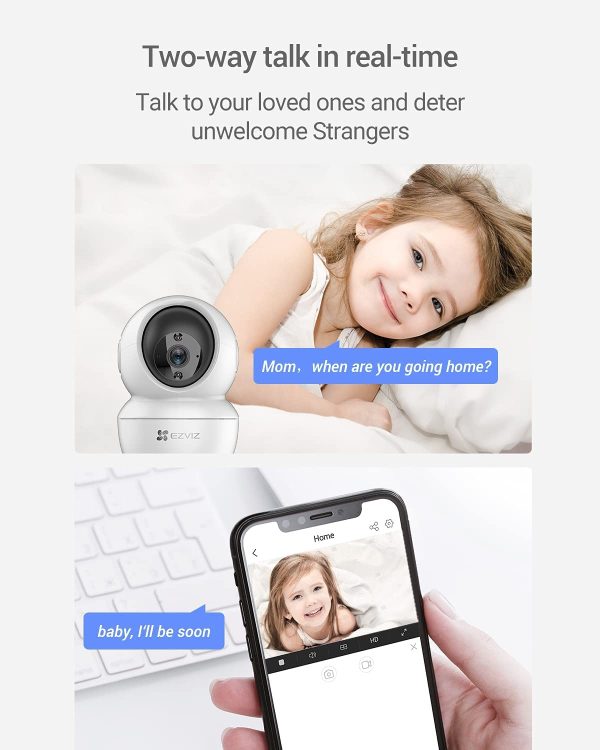 EZVIZ by Hikvision | Full HD Smart WiFi Home Camera | Child/Pet Security | AI Motion Detection | Enhanced Night Vision | 2-Way Audio | 360° Pan/Tilt | SD Card Slot Upto 256GB |Alexa & OK Google|C6N