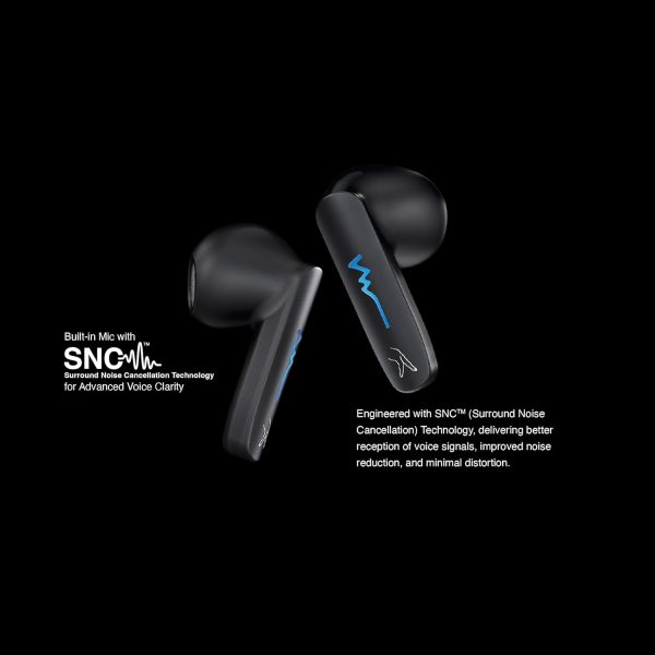 FINGERS Tuxedo TWS Earbuds with 32-Hour Playtime, Fast Charging, 13mm Neodymium Drivers, Surround Noise Cancellation (SNC Technology) Built-in Mic, IPX4 Sweat Resistant, Voice Assistant (Luxe Black)