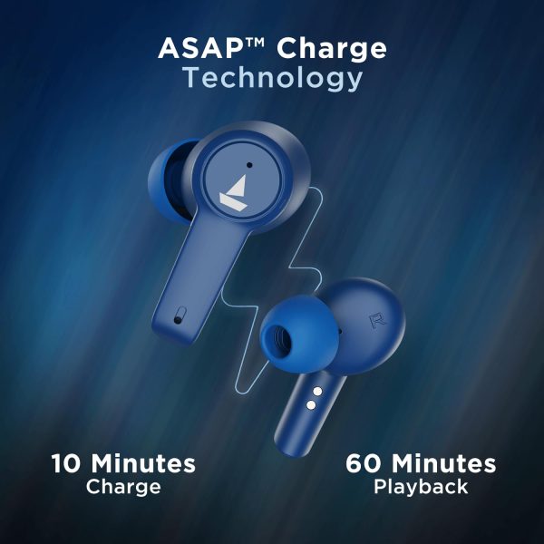 boAt Airdopes 411ANC in Ear TWS Earbuds with Active NoiseCancellation, Upto 17.5 Hours Playback and ASAP Charge(Blue Thnder)