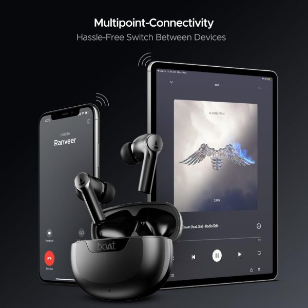 boAt Newly Launched Airdopes 300 Premium Truly Wireless in-Ear Earbuds with 4 Mics AI-ENx Spatial Audio, 50HRS Playtime, Multipoint Connection, ASAP Charge, Hearables App Support(Gunmetal Black)