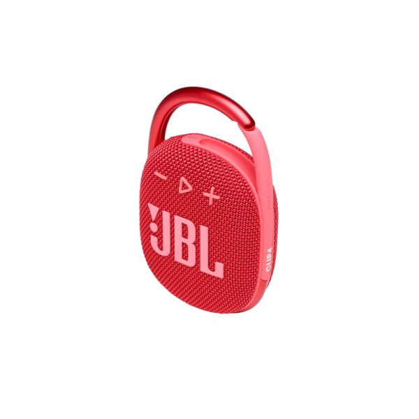 JBL Clip 4, Wireless Ultra Portable Bluetooth Speaker, Pro Sound, Integrated Carabiner, Vibrant Colors with Rugged Fabric Design, Dust & Waterproof, Type C (without Mic, Red)