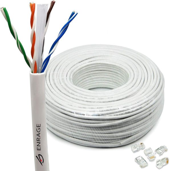 Enrage® 100 Meter CAT6 Cable Ethernet Network LAN UTP Cable 100 Meter Bulk Bundle | CCA Copper Clad Aluminum - Grey