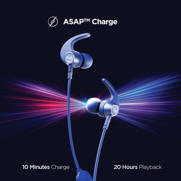 boAt Rockerz 330 Pro in-Ear Bluetooth Neckband with 60HRS Playtime, ASAP Charge, ENx Tech, Signature Sound, BT v5.2, Dual Pairing, IPX5, with Mic (Navy Blue)