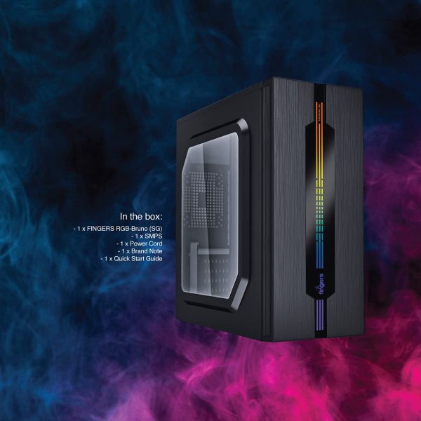 Fingers RGB-Bruno (SG) Computer Case (with Side Transparent Glass | Full ATX PC Cabinet with ARGB LEDs)