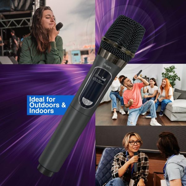 FINGERS Freedom Mic-U105 Wireless Microphone with 6.35 mm pin Receiver (U-Band @ UHF 693 MHz, BIG rechargeable battery 1200mAh for both Receiver & Mic, 10-hour battery life, 50 m Working distance)