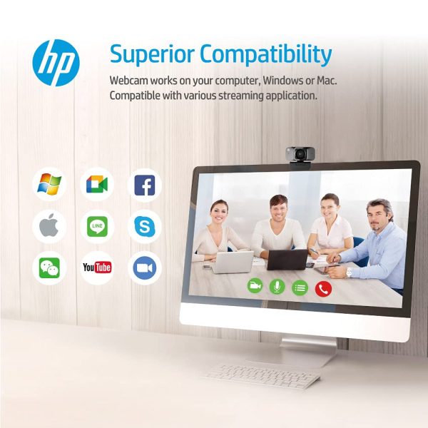 HP W500 Webcam, 1080P Full HD, Intelligent Noise Reduction, UVC Plug and Play, Camera Privacy Cover, Wide View Angle for Live Streaming/Conference/Online Learning/Podcast Camera for Laptop or Computer