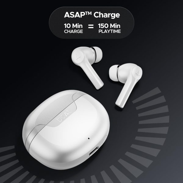 boAt Airdopes 300 Premium Truly Wireless in Ear Ear Buds w/ 4 Mics AI-ENx, Spatial Audio, 50HRS Playtime, Multipoint Connection, ASAP Charge, Hearables App Support(Chrome White)