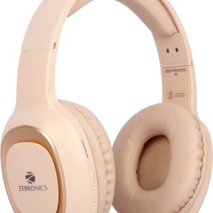 Zebronics Zeb - Paradise Bluetooth Wireless On Ear Headphones With Mic Comes With 40Mm Drivers, Aux Connectivity, Built In Fm, Call Function, 15Hrs* Playback Time And Supports Micro Sd Card (Beige)