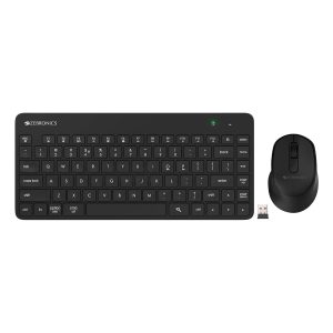 ZEBRONICS Companion 201 2.4GHz Wireless Keyboard & Mouse Combo, 83 Keys, AI Assist Key, 12 Integrated Multimedia Keys, 3 Button Mouse, 1600 DPI, High Precision, Silent Operation (Black)