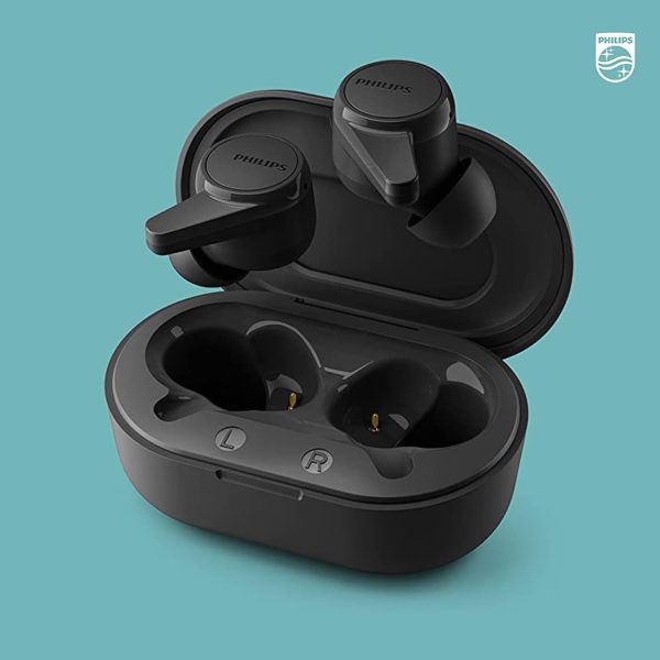 Philips Audio TWS TAT1207BK True Wireless Earbuds with IPX4 Water Resistance, 18 Hour Playtime (6+12), C-Type Charging and Voice Assistant (Black)