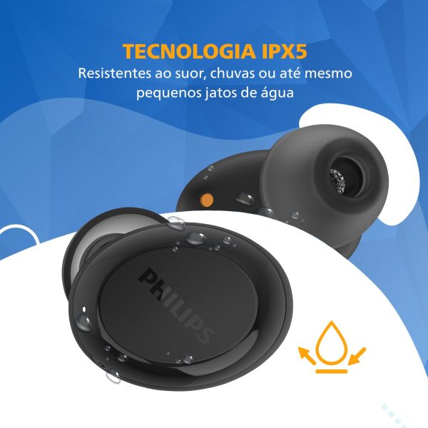 Philips Audio TWS Bluetooth Truly Wireless in Ear Earbuds with Mic IPX5, Touch Control, 18 Hr Playtime (6+12), C-Type Charging (TAT1235, Black)