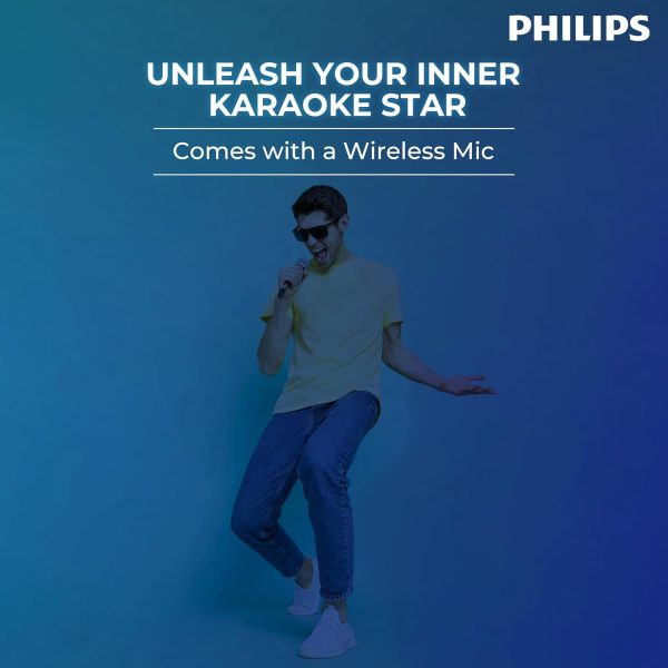 Play Video Click to see more videos Philips Audio SPA9125 2.0CH 130W Multimedia Tower Speakers with Wireless Microphone,Multi-Connectivity Option with Supporting USB, AUX, FM,Mic & Thumping Bass with Karaoke(Black)