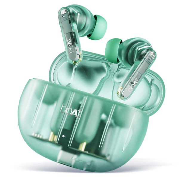 boAt Airdopes 191 ANC Truly Wireless in-Ear Earbuds w/ 32dB Active Noise Cancellation, Ambient Mode, 60hrs Playback, 13mm Drivers,4 Mics w/ENx™,in-Ear Detection,IWP™ Tech,ASAP™ Charge(Pellucid Green)