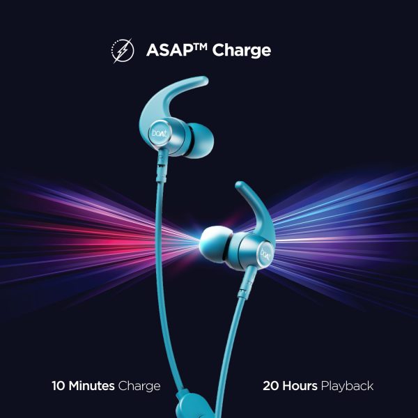 boAt Rockerz 330 Pro in-Ear Bluetooth Neckband with 60HRS Playtime, ASAP Charge, ENx Tech, Signature Sound, BT v5.2, Dual Pairing, IPX5, with Mic (Teal Green)