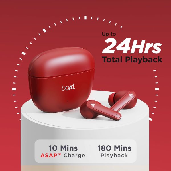 boAt Airdopes 115 in Ear TWS Earbuds with ENx & Beast Mode, Upto 24 Hrs Playback and ASAP Charge(Raging Red)