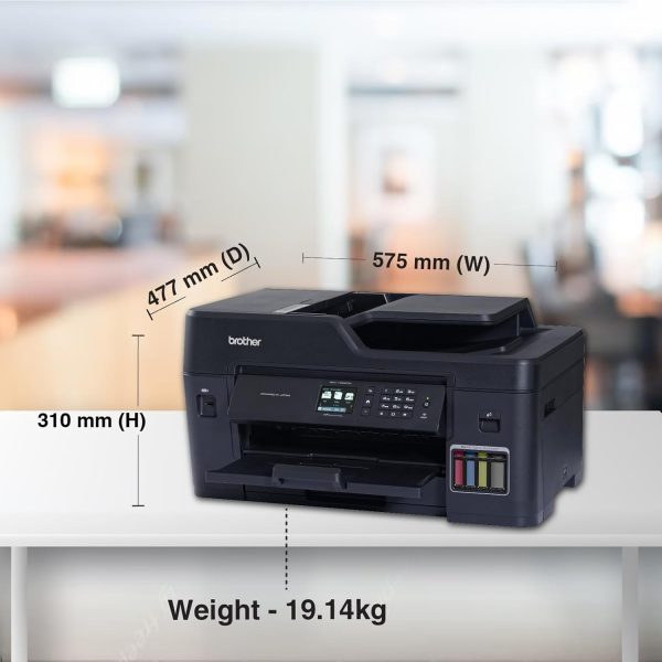 Brother MFC-T4500DW A3 Ink Tank Printer, Multifunction Print Scan Copy Fax, Auto Duplex, ADF, WiFi WiFi Direct LAN USB, Print Up to 6500 Pages in Black & 5000 in Color Each for(CMY), Free Installation