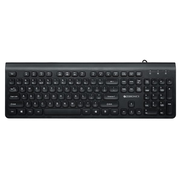 ZEBRONICS K51 Wired Keyboard with 105 Keys, 1.3m Cable, ₹ Key, USB Interface, 12 Integrated Multimedia Keys, Slim Design, Plug and Play (Black)