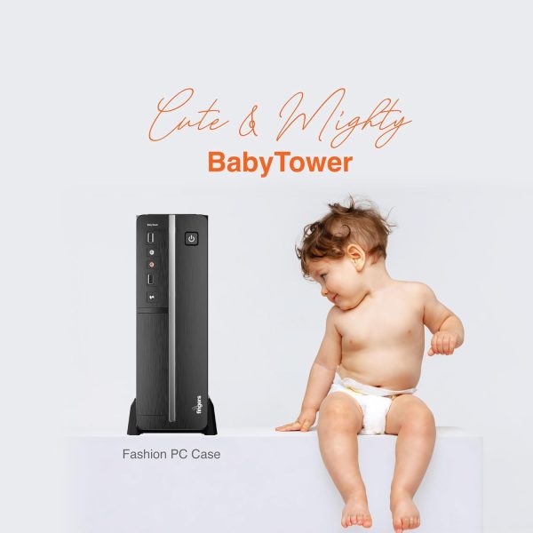 FINGERS BabyTower Micro-ATX PC Case (Super Compact | Cabinet Base Stand Included | USB 3.0, USB 2.0, HD Audio, Mic | High-Performance SMPS bundled (BIS Certified))