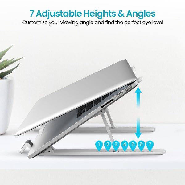 Foldable Laptop Stand with Adjustable Heights, Anti-Slip Silicone Pads, Collapsible Design, 5 kg Max Weight, ABS Build, Portable & Lightweight Holder Riser