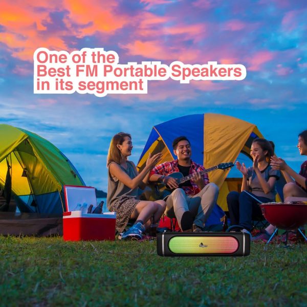 FINGERS SoundPower-20 Bluetooth Portable Speaker with Powerful 20 W Deep Bass, Mesmerizing RGB Lights, 9-Hour Playtime, Free Carry Strap, Built-in Mic (Black)