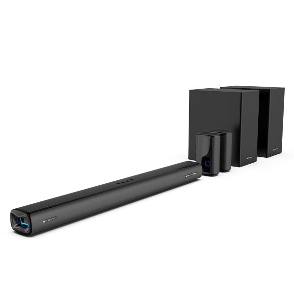 ZEBRONICS Juke BAR 9900, 725 Watts, Karaoke UHF Mic, Dolby Atmos, DTS X, 7.2.2 (5.2.4) Surround Soundbar with Dual Wireless Subwoofer & Satellites, HDMI eARC, Optical in, RGB LED