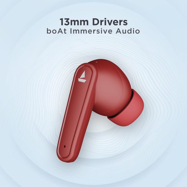 boAt Airdopes 115 in Ear TWS Earbuds with ENx & Beast Mode, Upto 24 Hrs Playback and ASAP Charge(Raging Red)