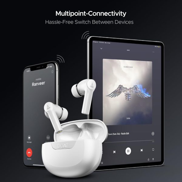 boAt Airdopes 300 Premium Truly Wireless in Ear Ear Buds w/ 4 Mics AI-ENx, Spatial Audio, 50HRS Playtime, Multipoint Connection, ASAP Charge, Hearables App Support(Chrome White)