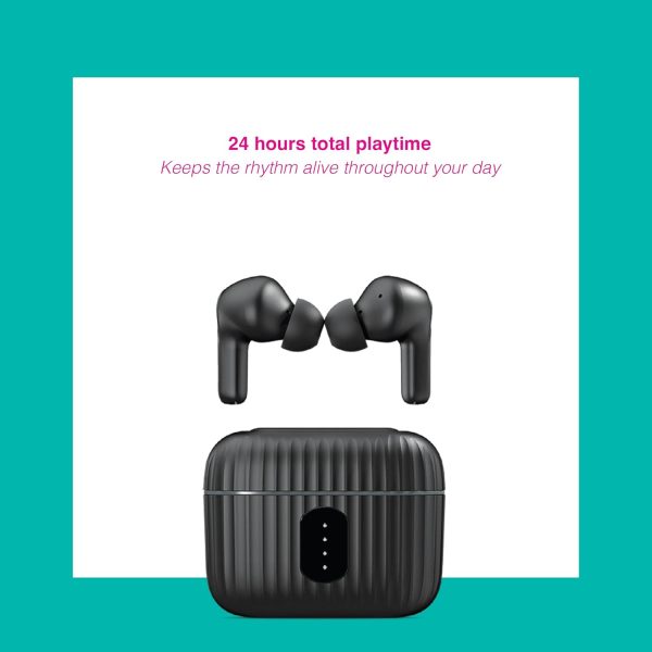 FINGERS EarTunes-5 in Ear Earbuds [ 24-hours Total Playtime, IPX4 rating, Built-in Mic with SNC™ (Surround Noise Cancellation) Technology, Voice Assistant, Touch Controls] (Matte Black)