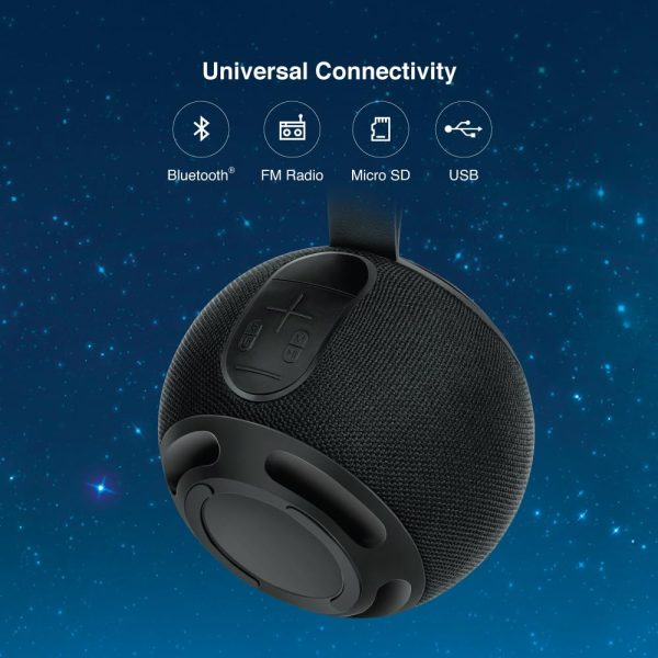 FINGERS GlobeSound Portable Wireless Speaker with 10W and 10 hours Playtime, Immersive Sound, Mesmerizing RGB Lights, Multi-Connectivity Modes with Type C Charging (Rich Black)