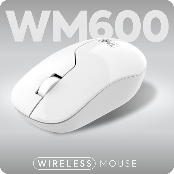 TAG WM600 Wireless Mouse | 1200 DPI Optical Sensor | 2.4 GHz USB Nano Receiver Connectivity | 10m Range | Ergonomic Design | Plug and Play Usage | Compatible with PC, Laptop, Mac (White)