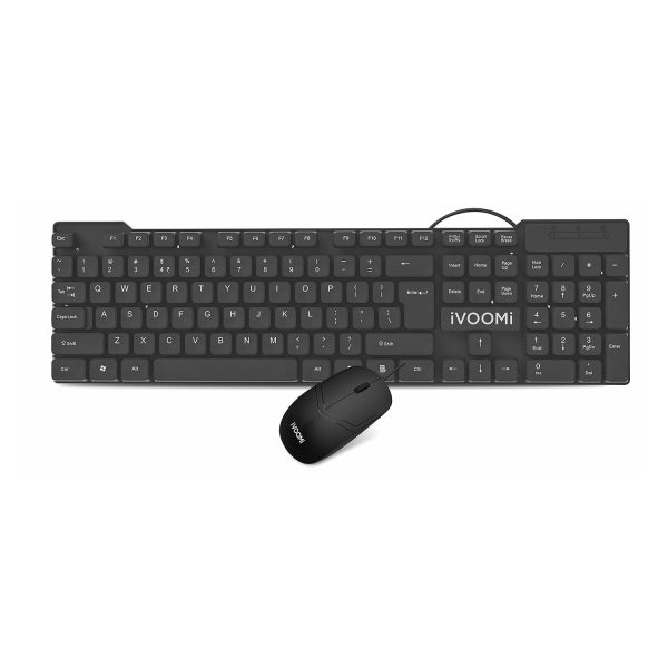 iVOOMi Super Spill-Resistant, Combo, Mouse & KB Combo Wired Desktop KB, USB Keyboard Mouse Set (Black)